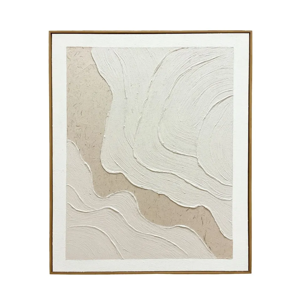 Andrea House Siargao tableau abstrait blanc beige 80x100