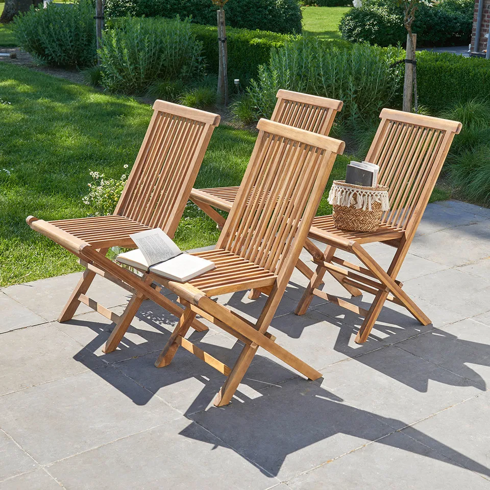 Berah Getah BALI chaise jardin teck huilé pliante lot 4
