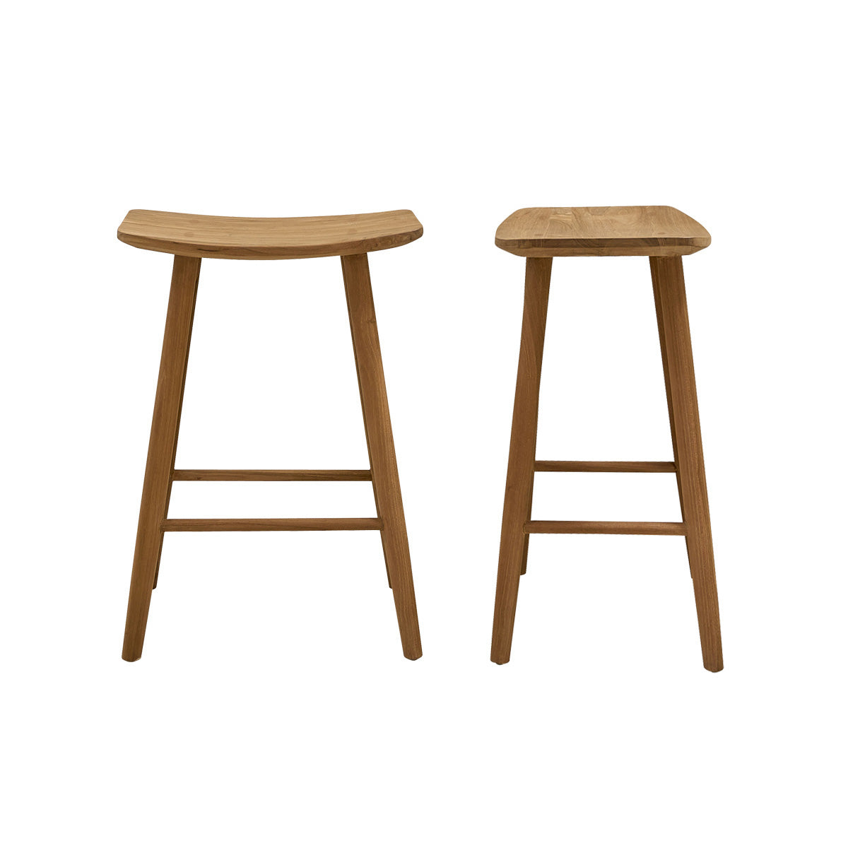 Berah Getah Ambre lot 2 tabourets de bar teck 65 cm