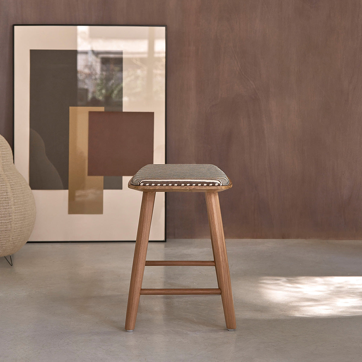 Berah Getah AMBRE Tabouret de bar teck 45 cm rayures