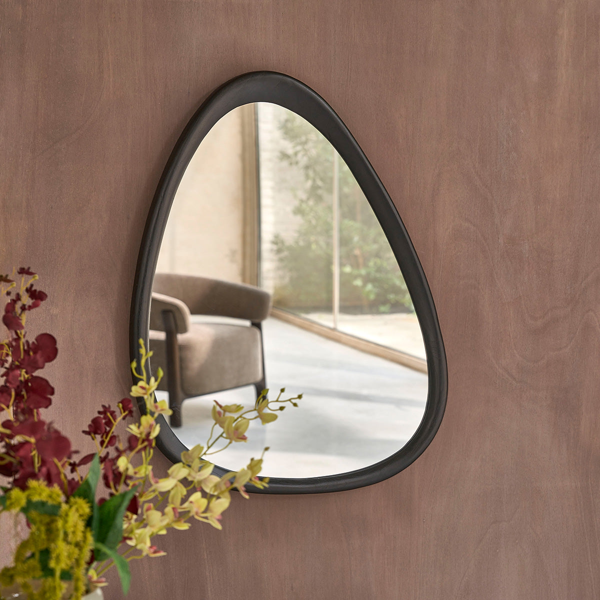 Berah Getah Thelma miroir organique mindi noir 75x60