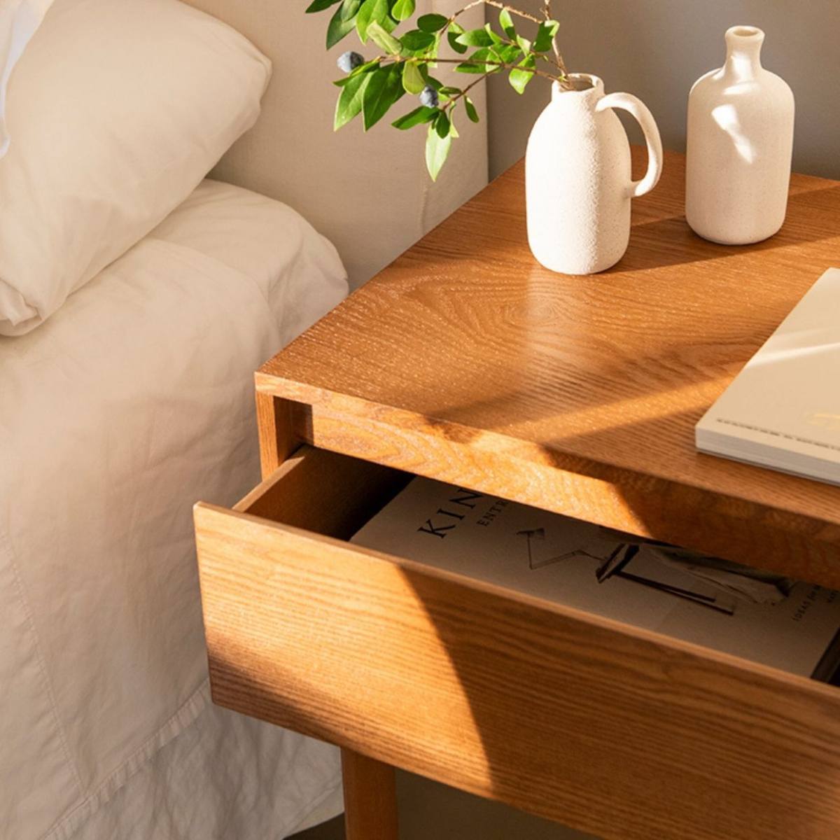 Andrea House Table de nuit frêne foncé 1 tiroir bois
