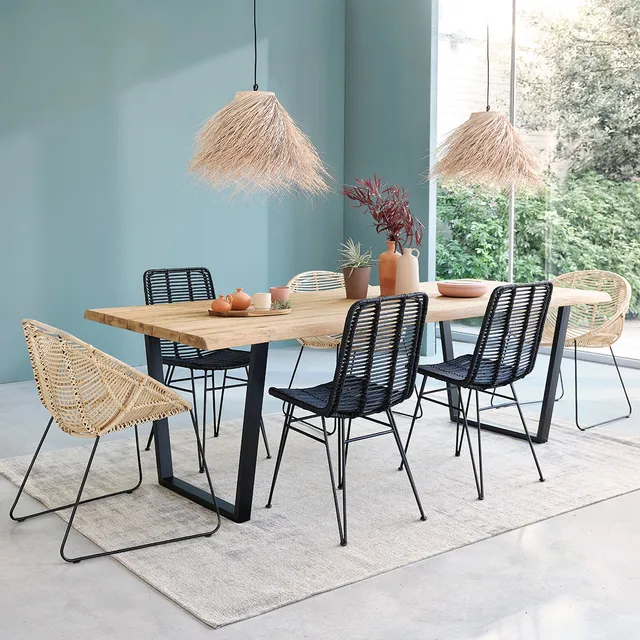 Berah Getah JUNE table teck recyclé métal 10 personnes