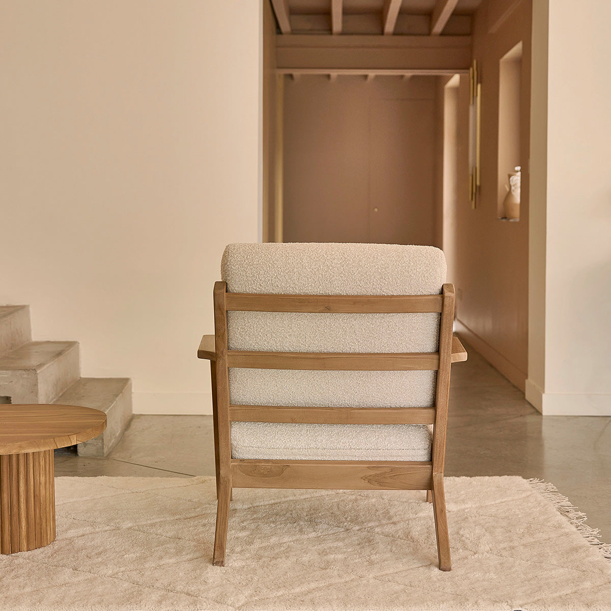 Berah Getah SERENE Fauteuil teck bouclette blanc