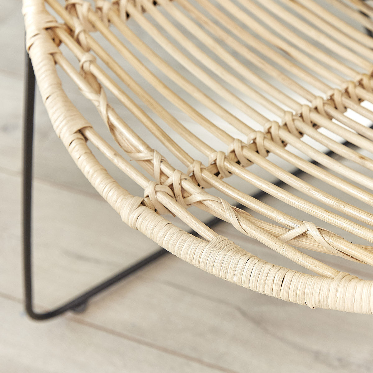 Berah Getah Bohema Chaise Rotin Métal Naturel