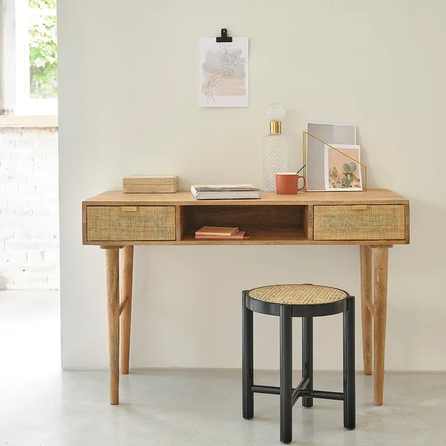 Berah Getah Felicie bureau manguier cannage 120 cm