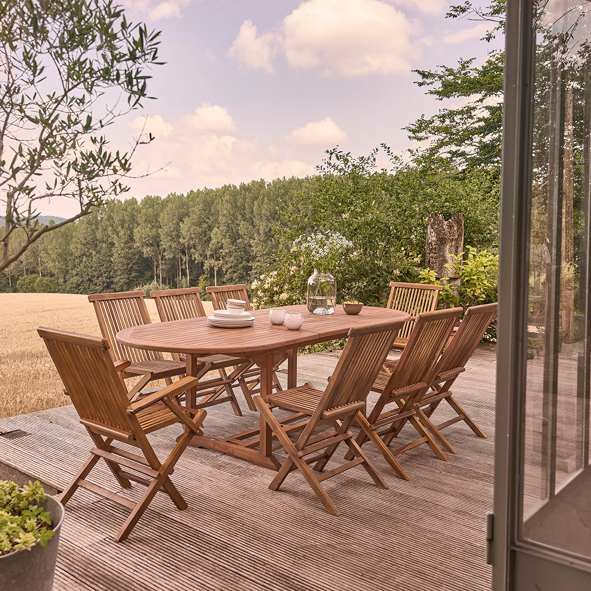 Berah Getah Bali fauteuil jardin teck lot 4 pliant