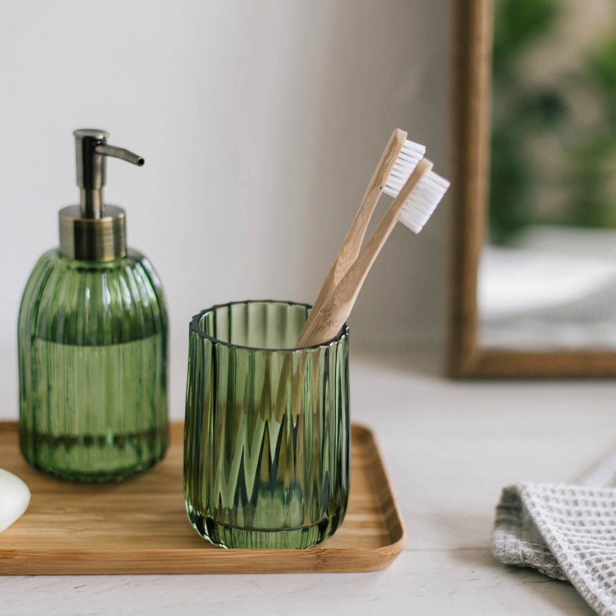 Andrea House Porte-brosse à dents vert verre vintage