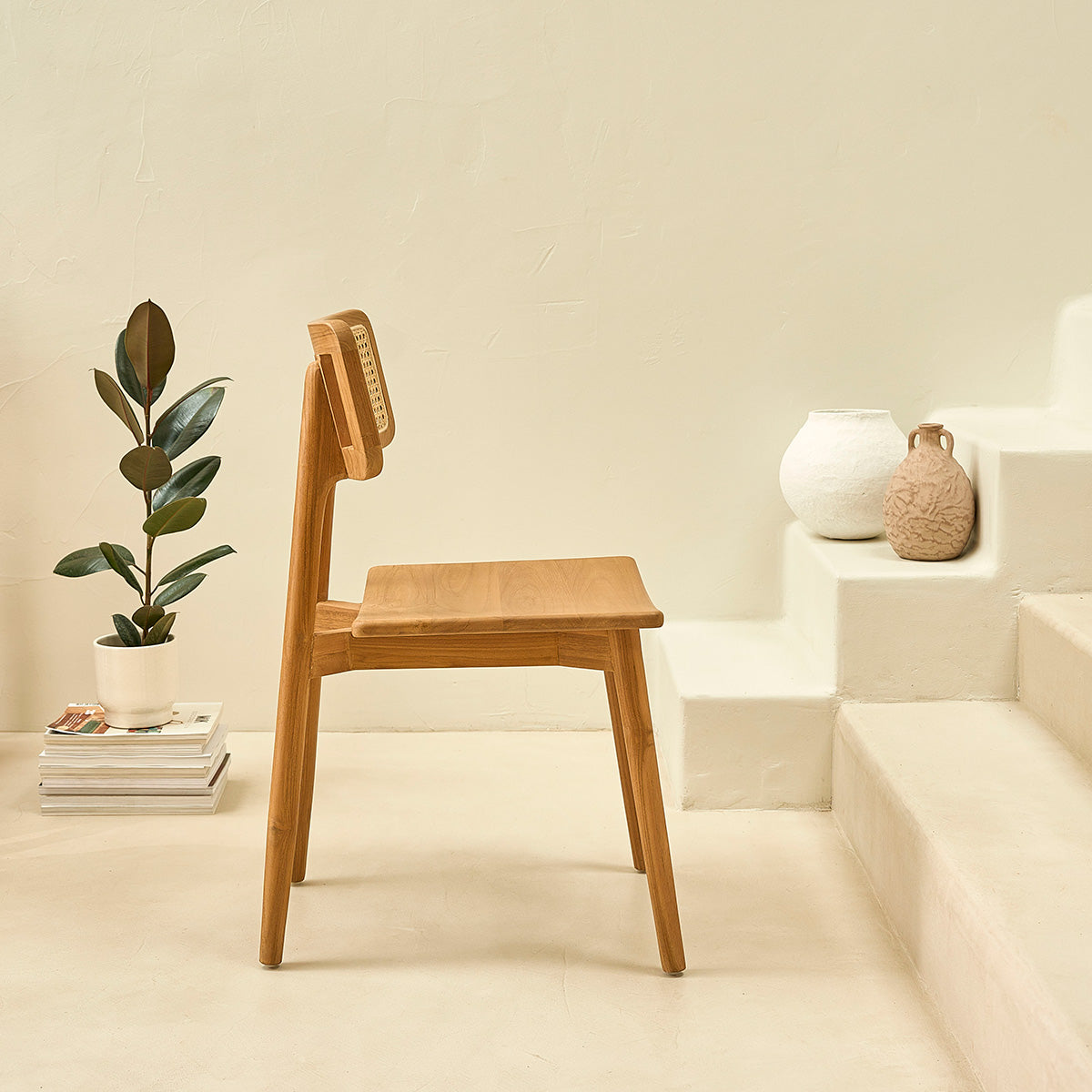 Berah Getah Sixtine chaise teck massif cannage naturel