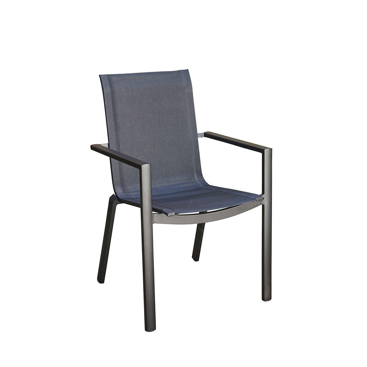 Berah Getah Jardin fauteuil jardin aluminium textilène gris empilable