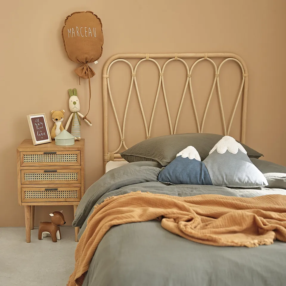 Berah Getah Boho tête de lit rotin enfant 90 cm arrondie