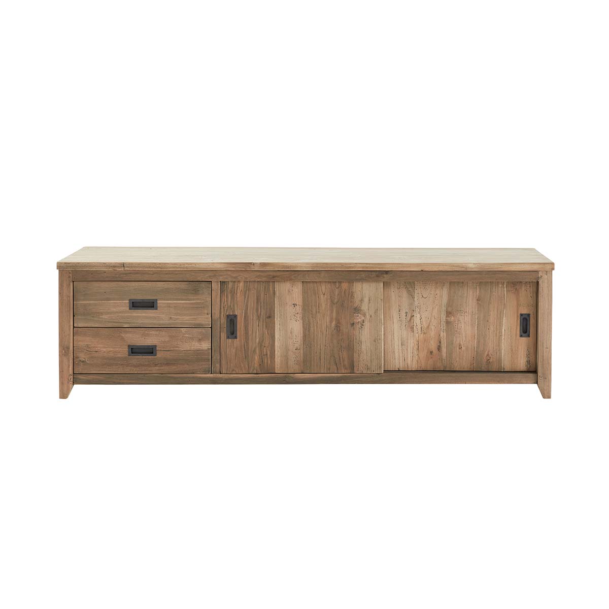 Berah Getah Cargo meuble TV teck recyclé 180 cm 2 tiroirs