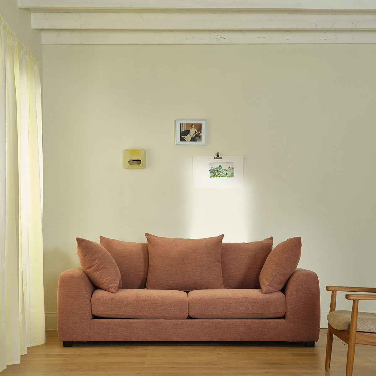 Berah Getah Edmond canapé 3 places lin terracotta