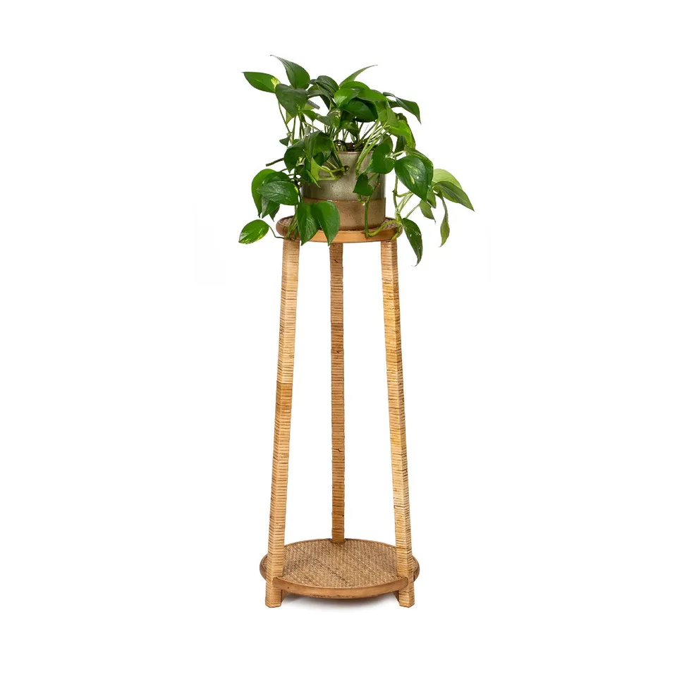 Andrea House Support plante rotin et bois