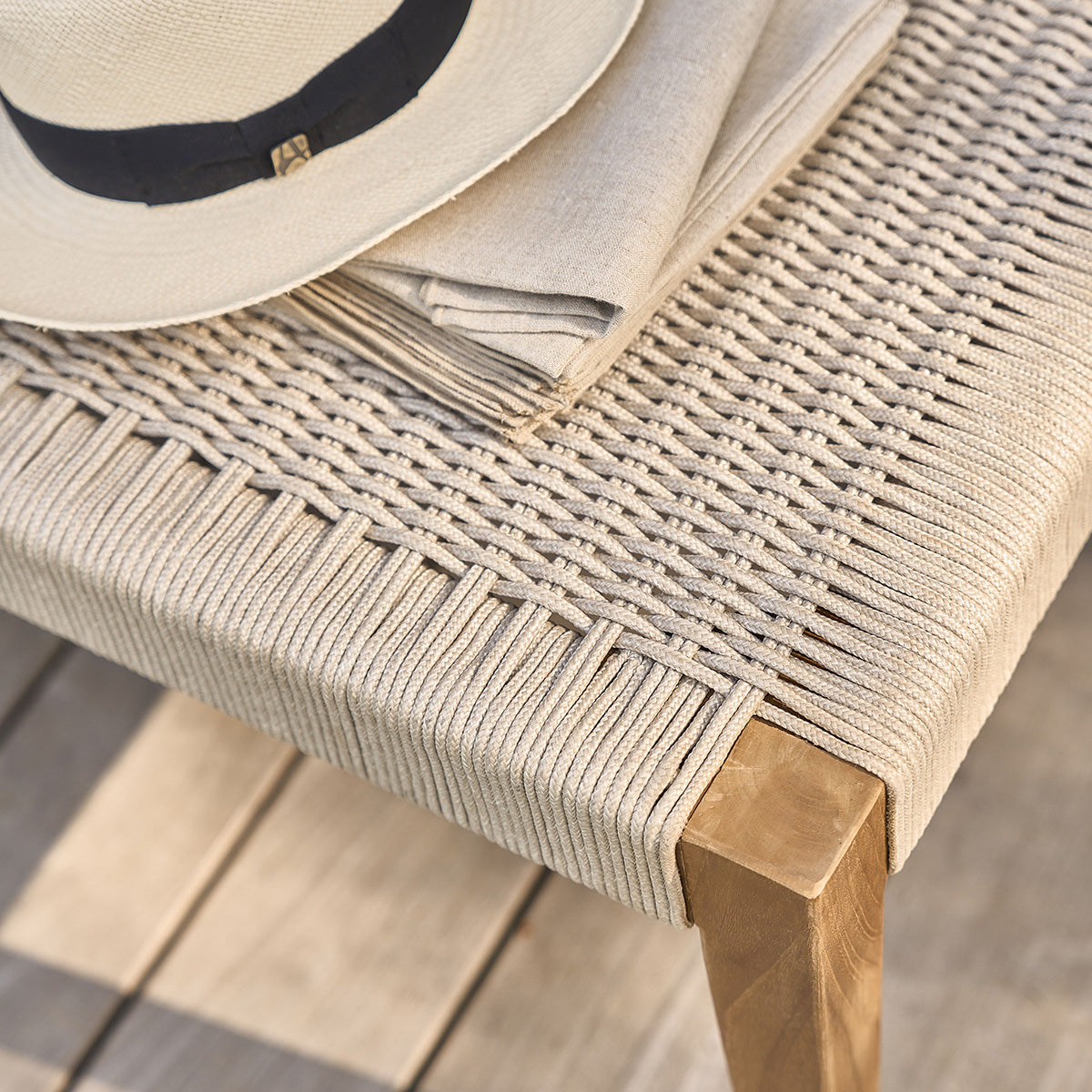 Berah Getah Jardin banc de jardin teck massif cordage beige