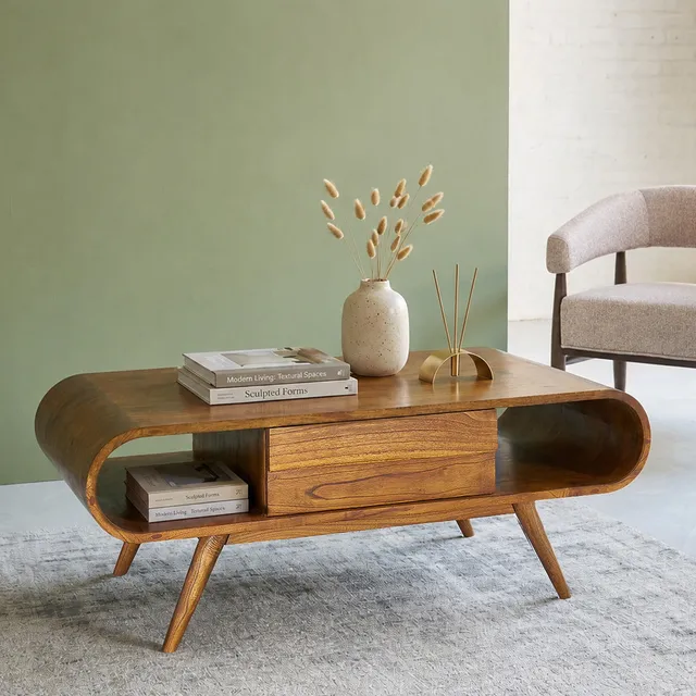 Berah Getah Apolline table basse mindi 120 cm noyer