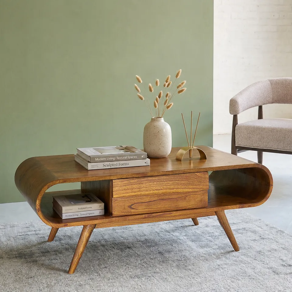 Berah Getah Apolline table basse mindi 120 cm noyer