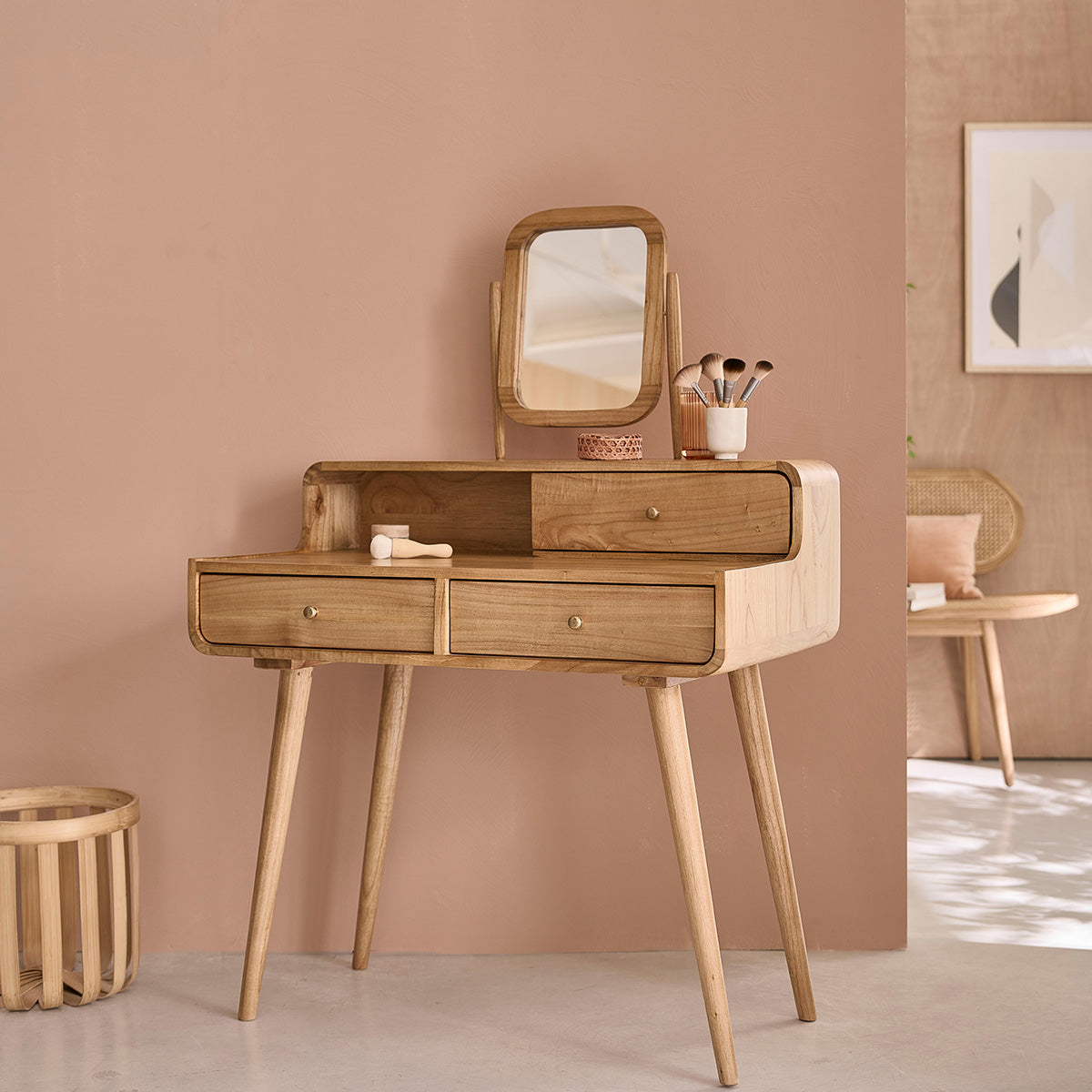 Berah Getah Chambre Coiffeuse mindi 90 cm miroir