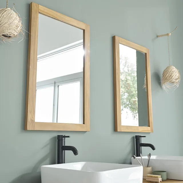 Berah Getah Miroir teck massif rectangulaire 80x50 cm naturel