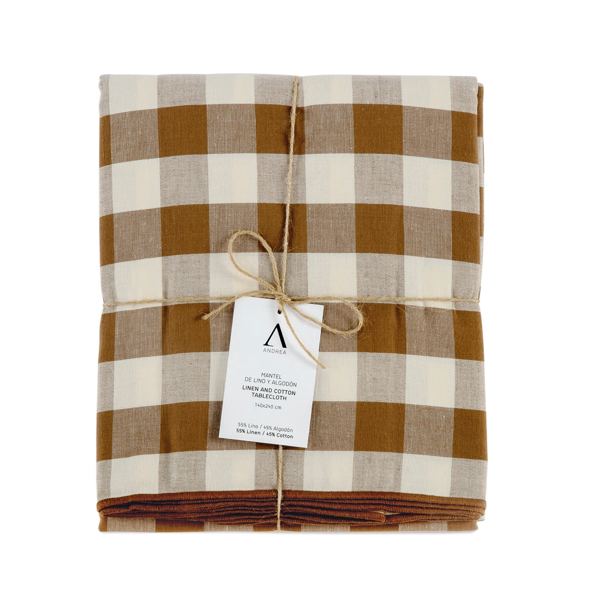 Andrea House Cocina y Mesa nappe marron lin vichy 240 cm