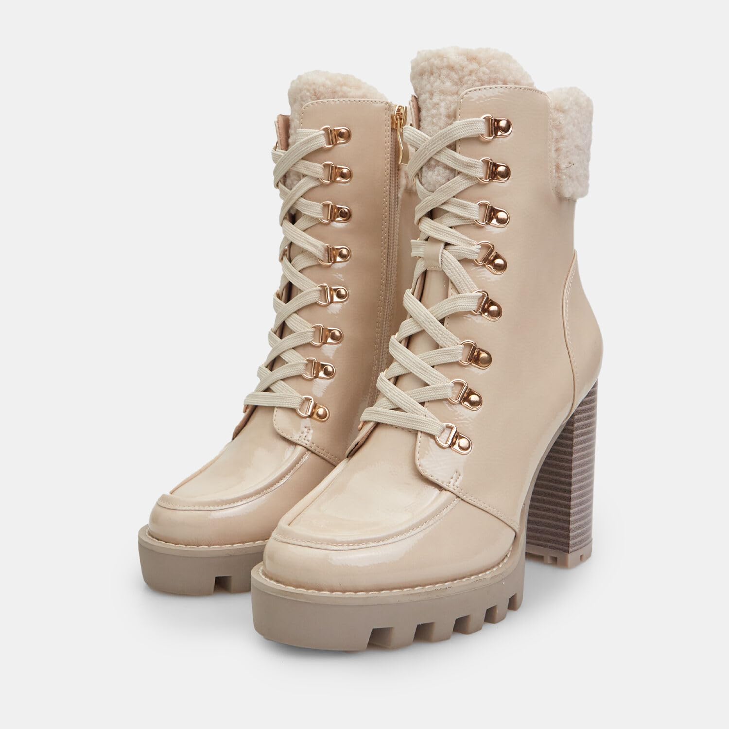 Bata Bottines Femme Talon Haut Teddy à Lacets