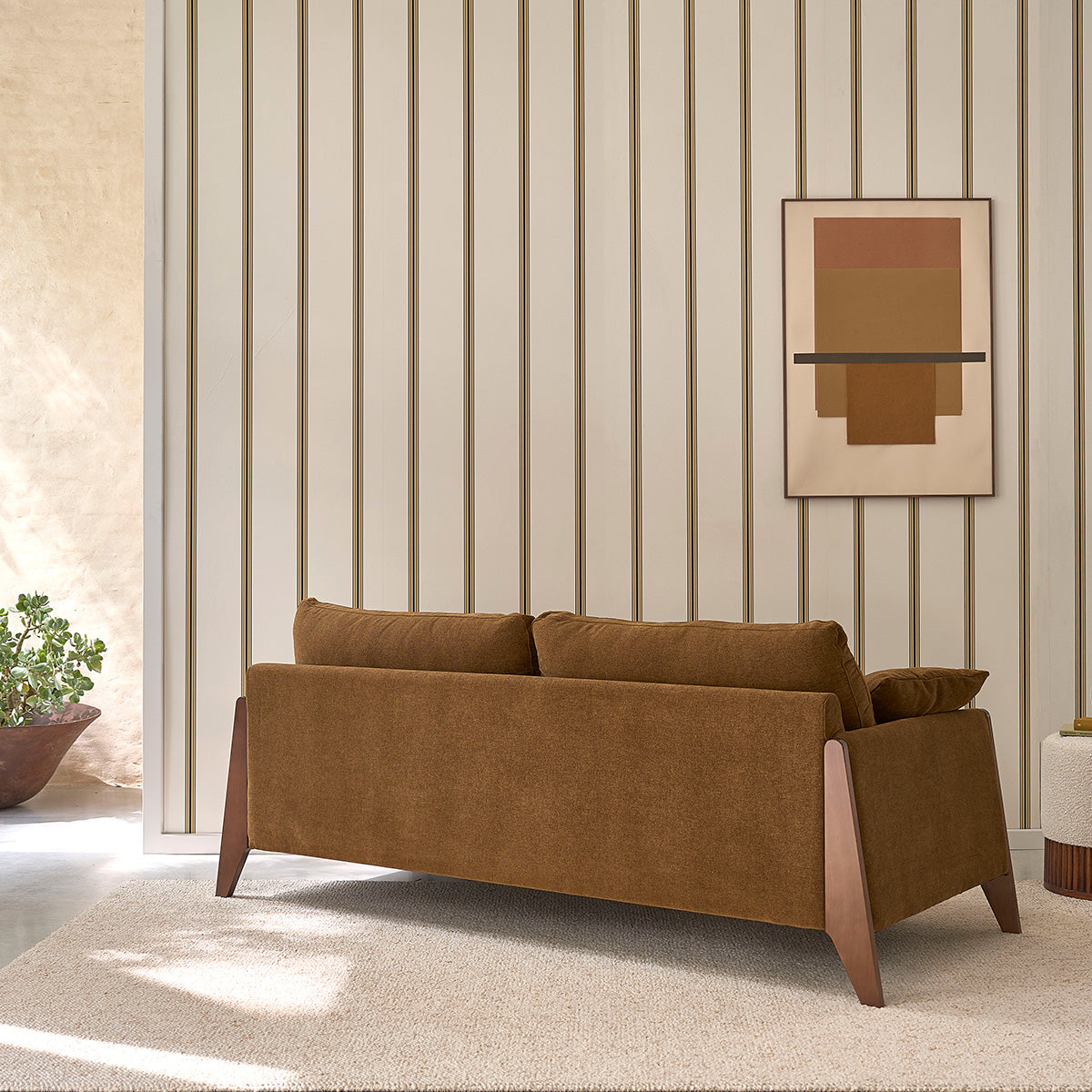 Berah Getah Salon ONDINE canapé droit 3 places velours bronze