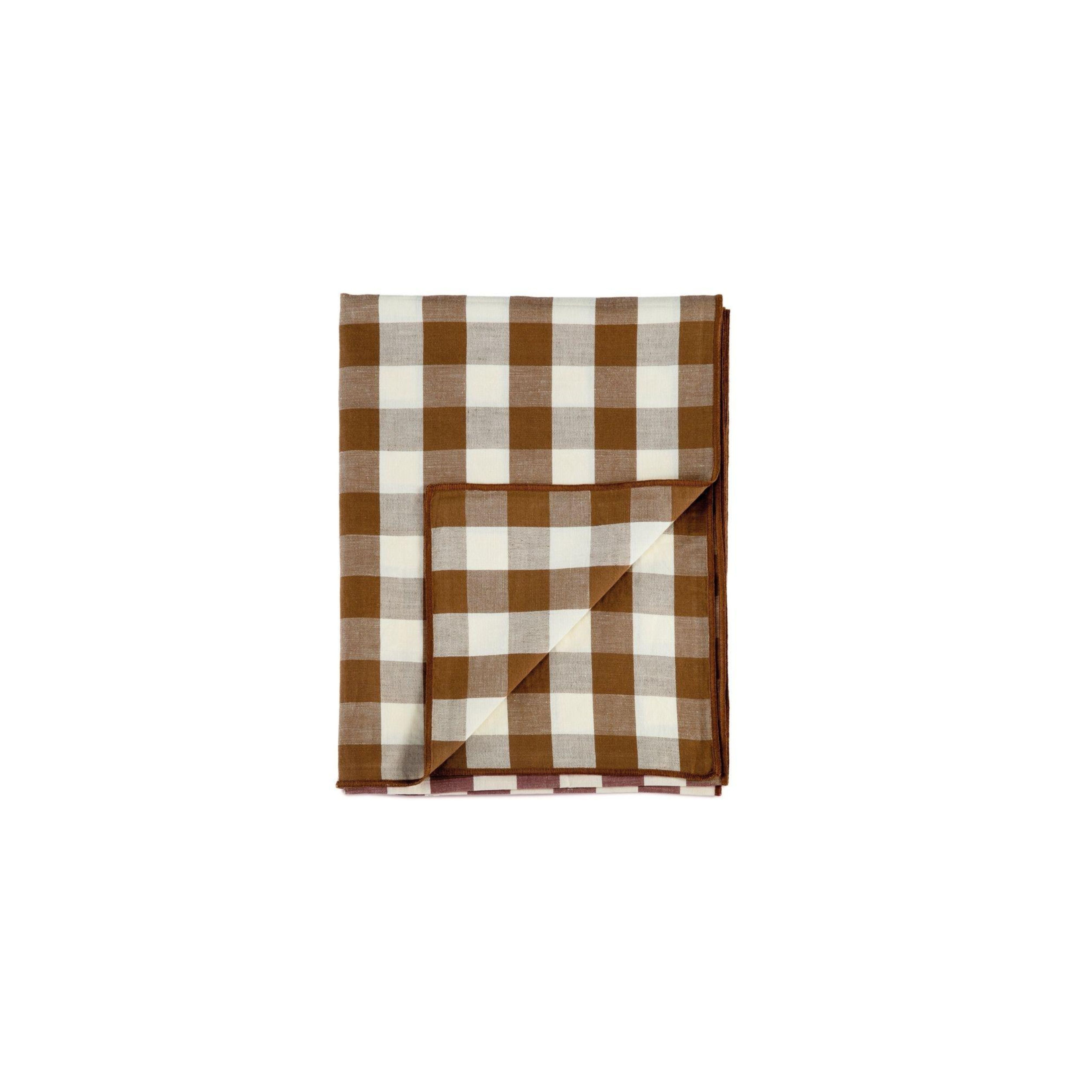 Andrea House chemin de table lin vichy marron