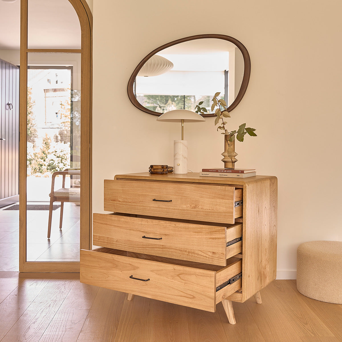 Berah Getah Leopold commode mindi 90 cm 3 tiroirs