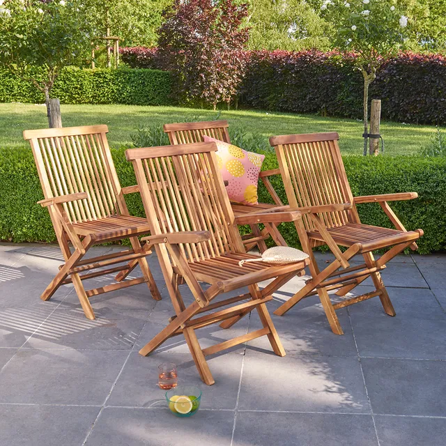 Berah Getah Bali fauteuil jardin teck lot 4 pliant