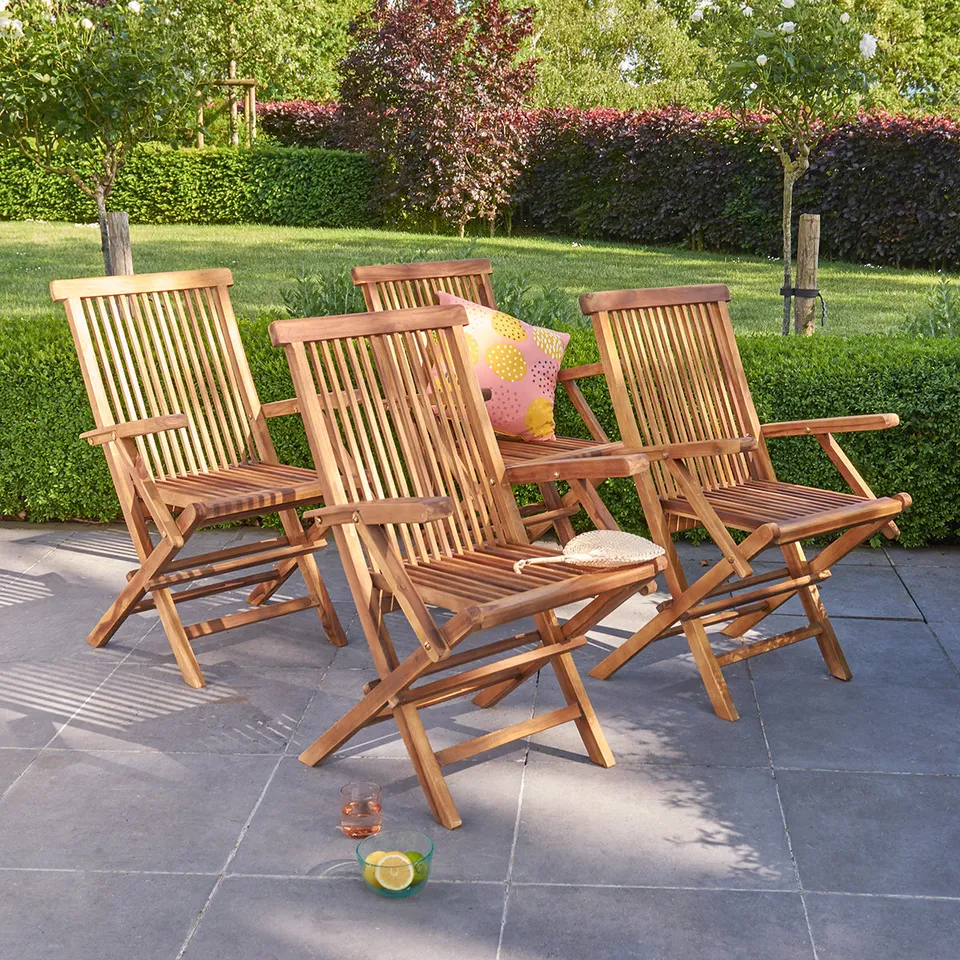 Berah Getah Bali fauteuil jardin teck lot 4 pliant