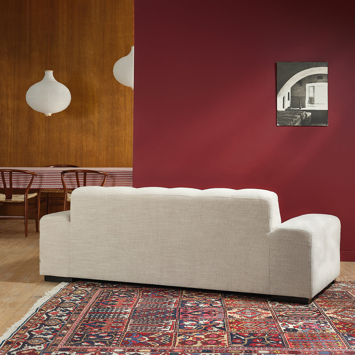 Berah Getah Alphonse canapé 3 places beige chiné 217 cm