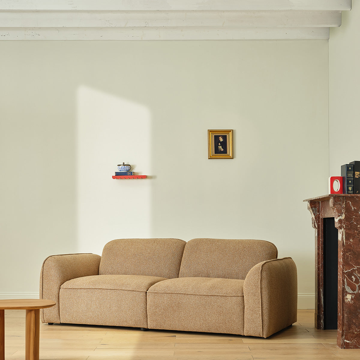 Berah Getah Hector canapé droit 3 places tissu marron chiné