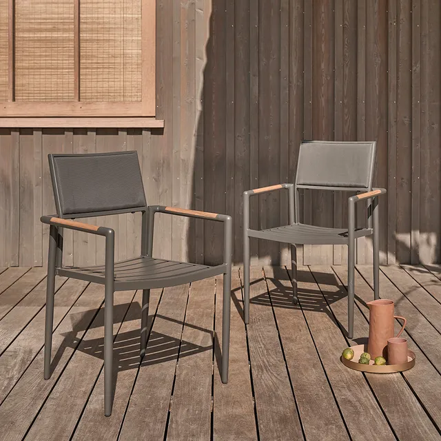 Berah Getah SIENA fauteuil jardin teck alu lot de 2
