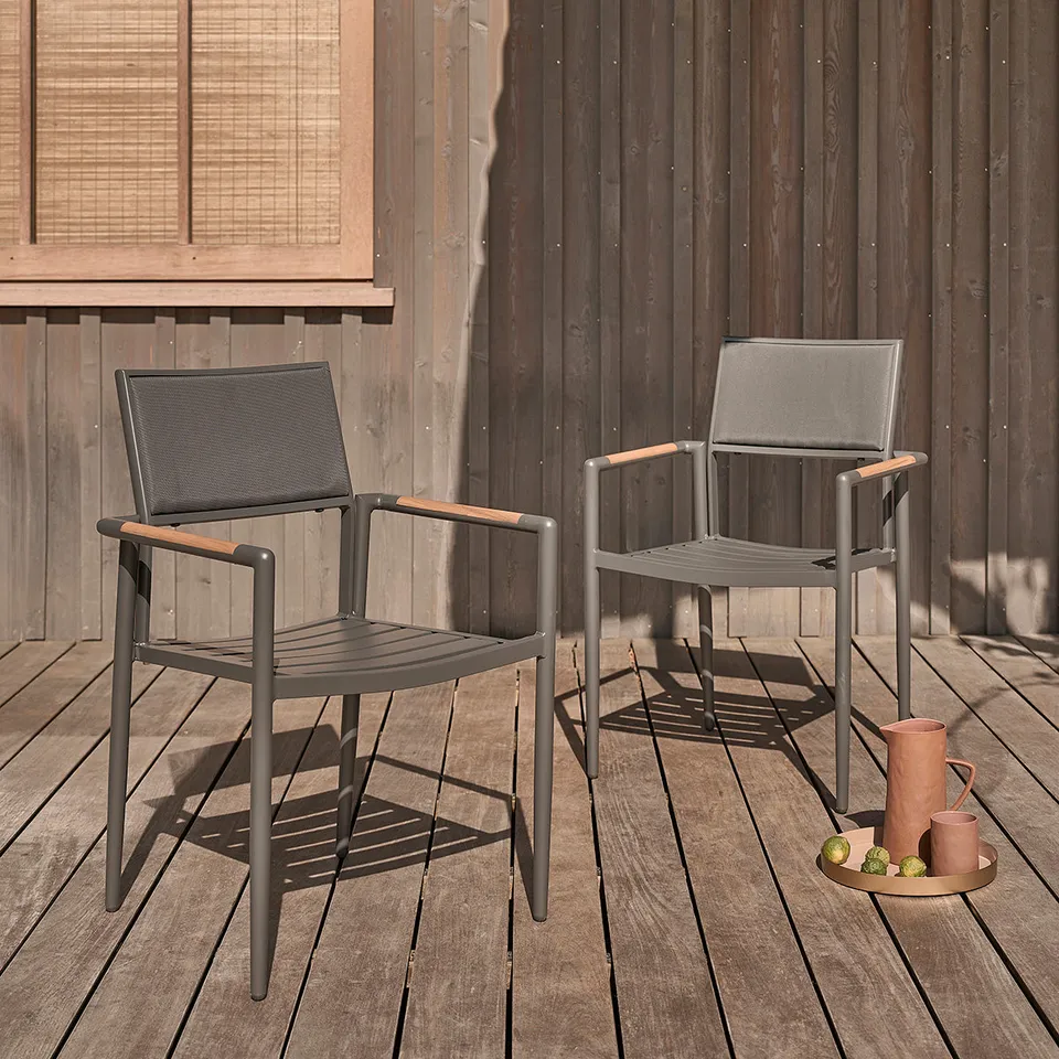 Berah Getah SIENA fauteuil jardin teck alu lot de 2