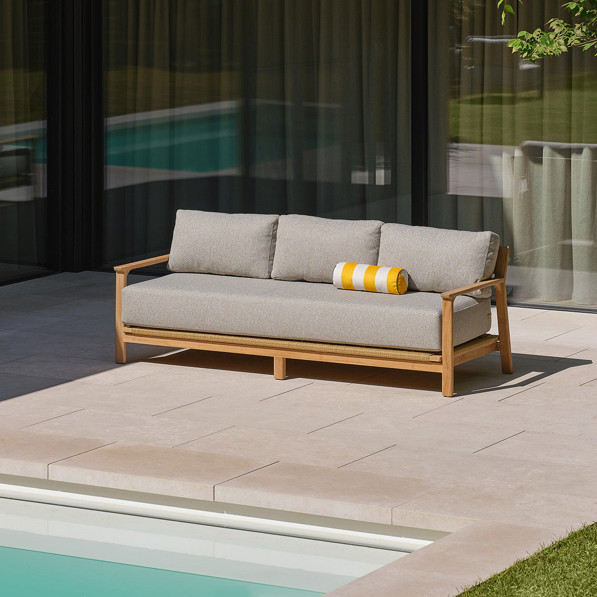 Berah Getah PIANA salon jardin bas teck 5 pers gris