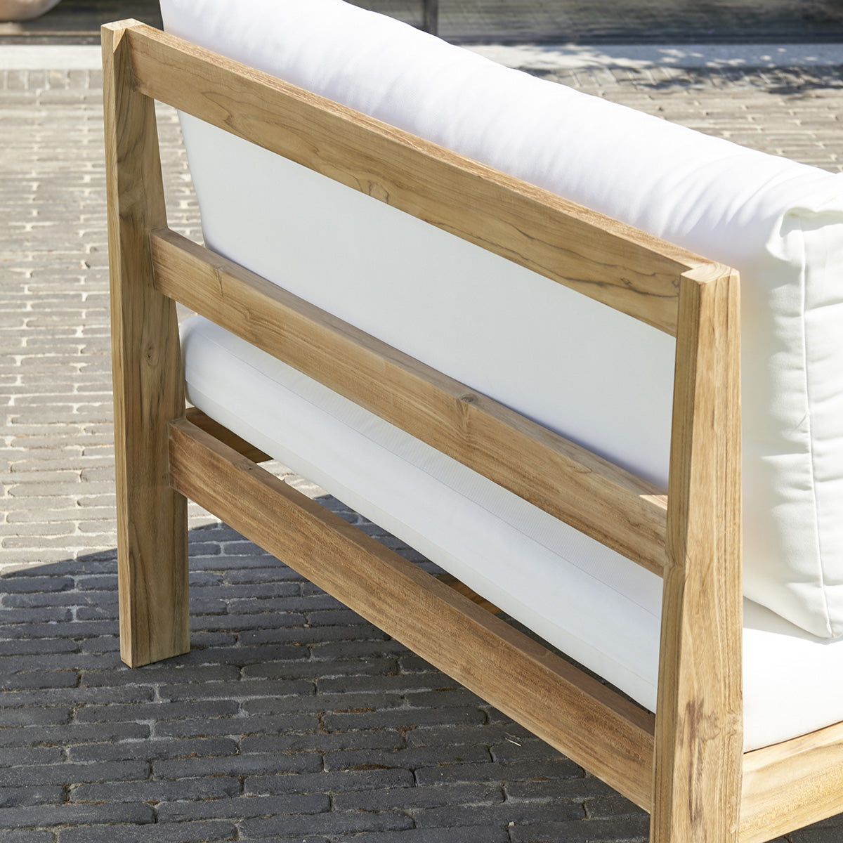 Berah Getah PALMA fauteuil jardin teck blanc coussins