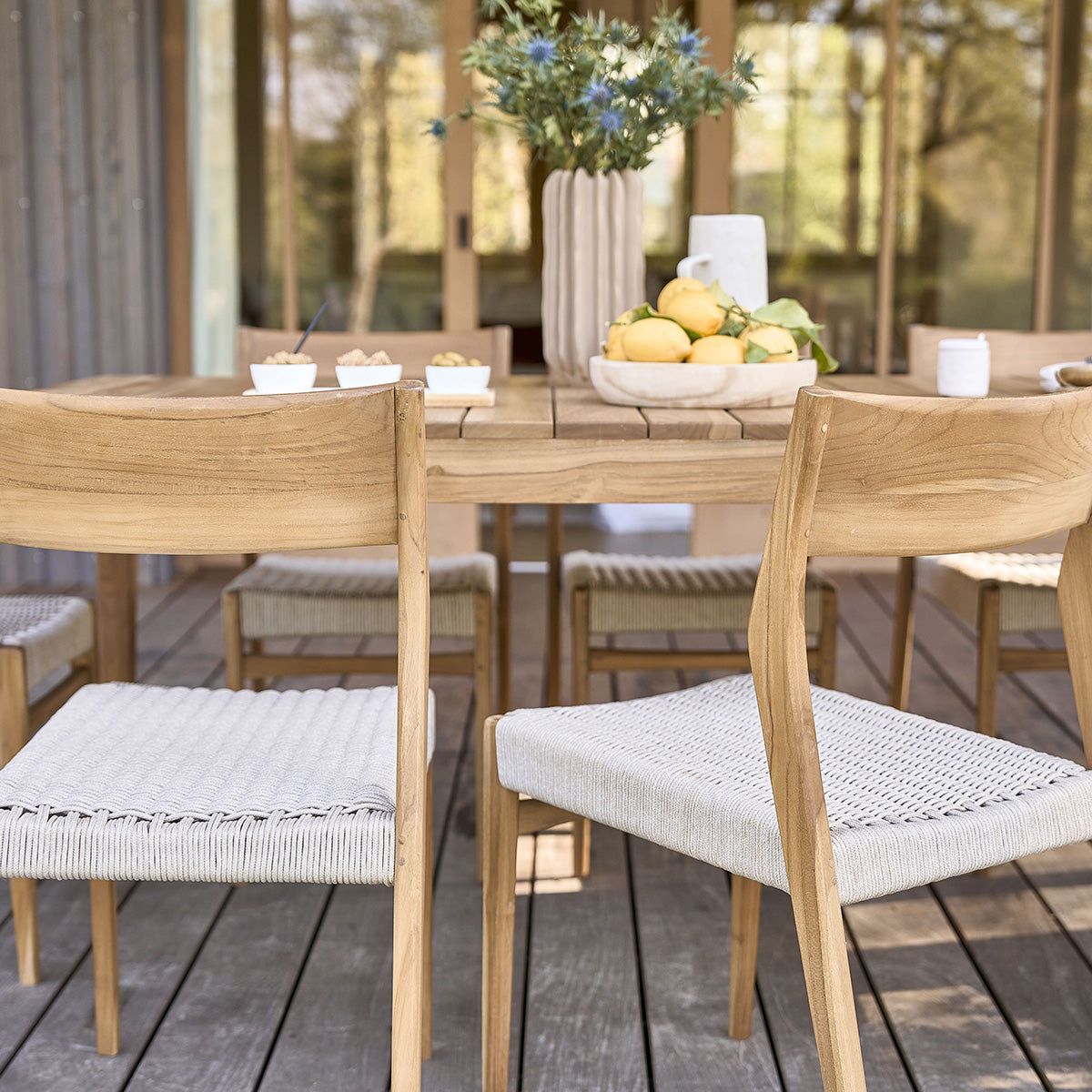 Berah Getah LIVIE salon jardin teck 8 pers cordage beige