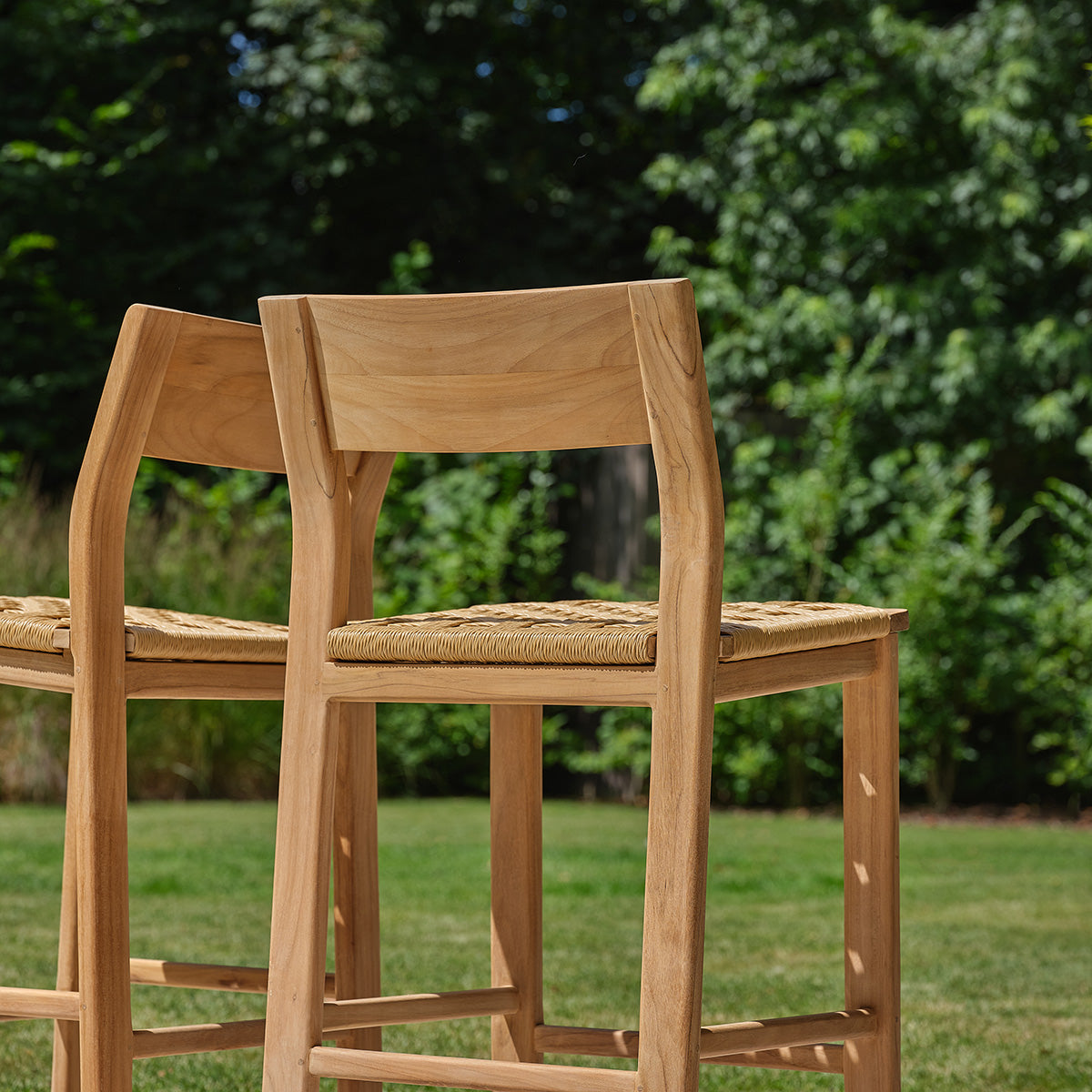 Berah Getah Piana Lot 2 chaises bar jardin teck rotin