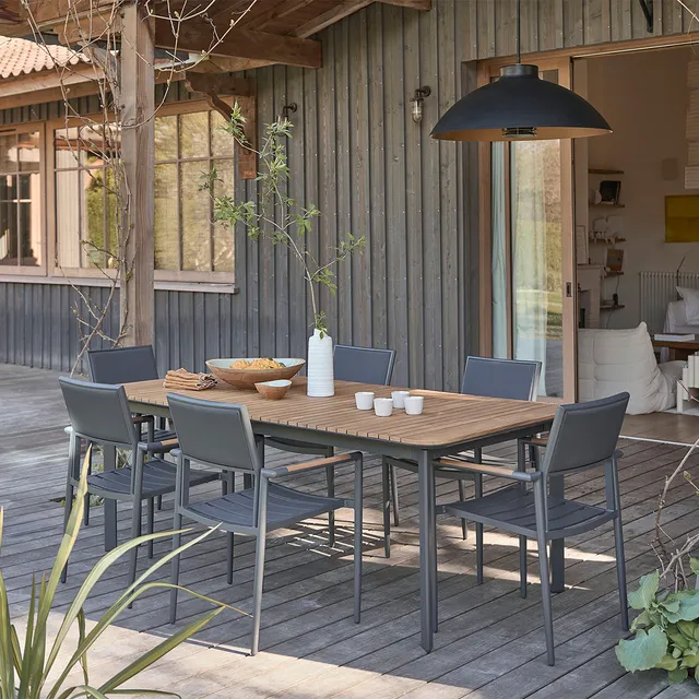 Berah Getah Siena salon de jardin teck alu 6 fauteuils