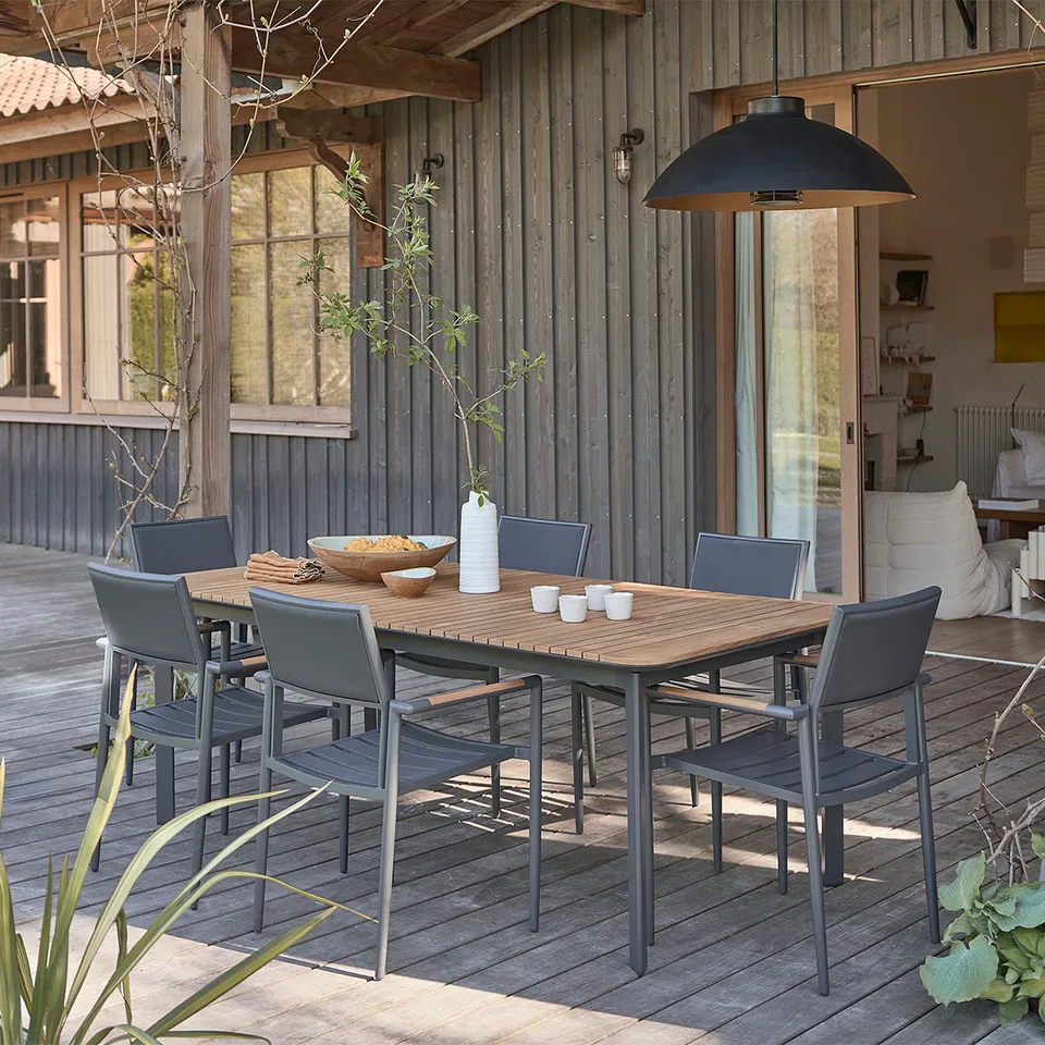 Berah Getah Siena salon de jardin teck alu 6 fauteuils