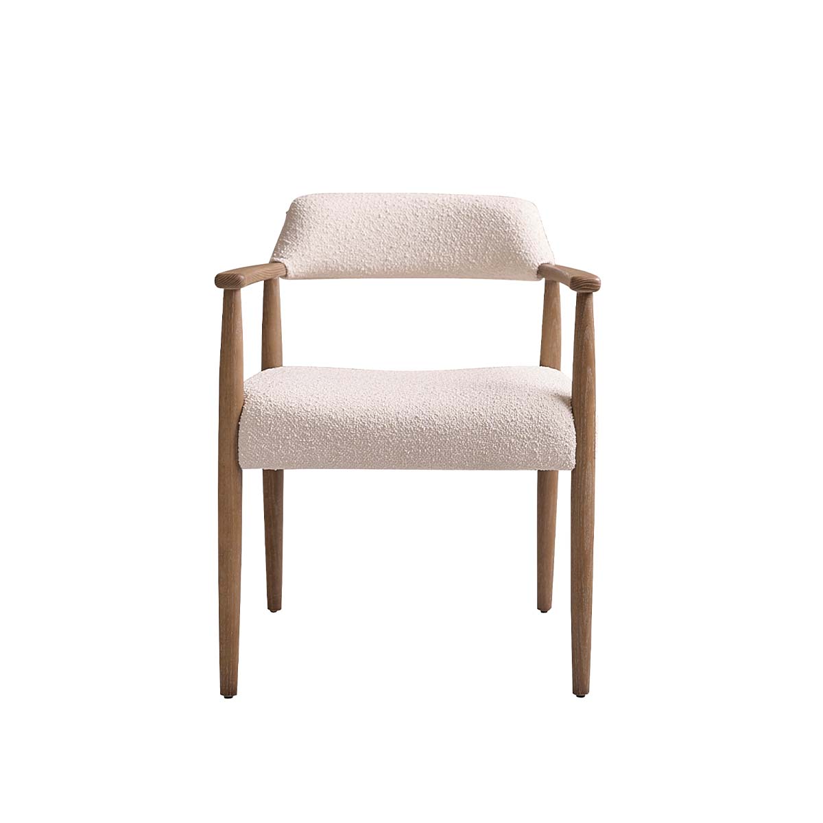 Berah Getah LUISA chaise chêne bouclette écrue accoudoirs