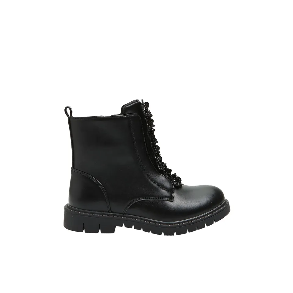 Bata Bottines Motard Fille Fleurs Paillettes