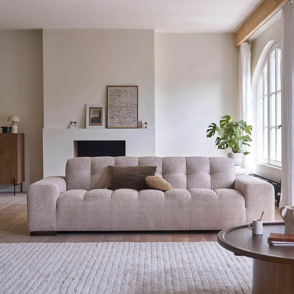 Berah Getah Alphonse canapé 4 places velours beige