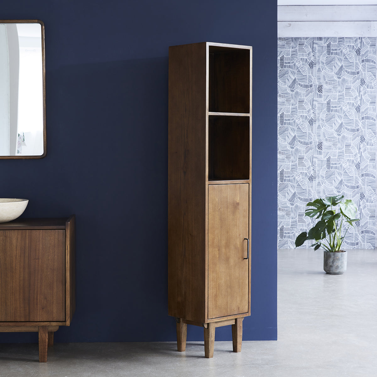Berah Getah Vintage colonne salle de bain 170 cm bois foncé
