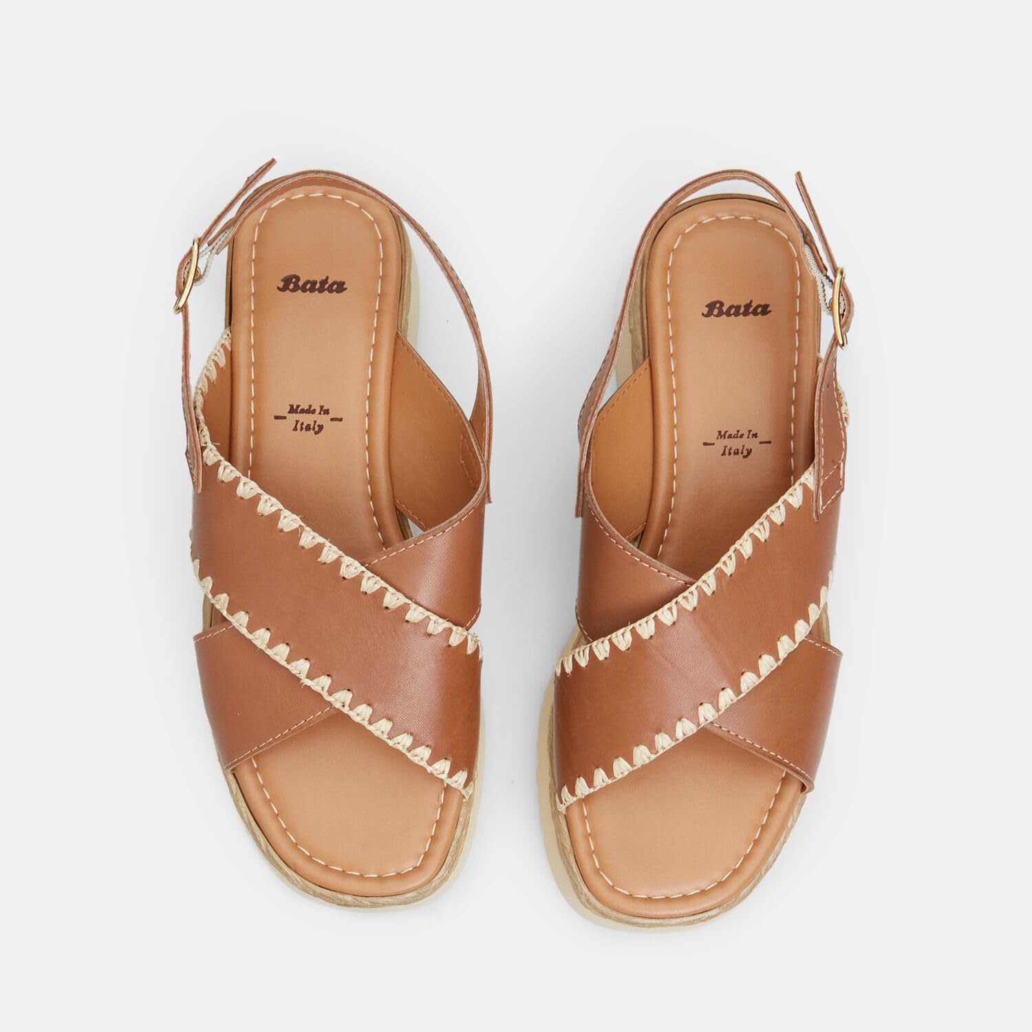 Bata Sandales femme cuir plateforme 3 cm confort