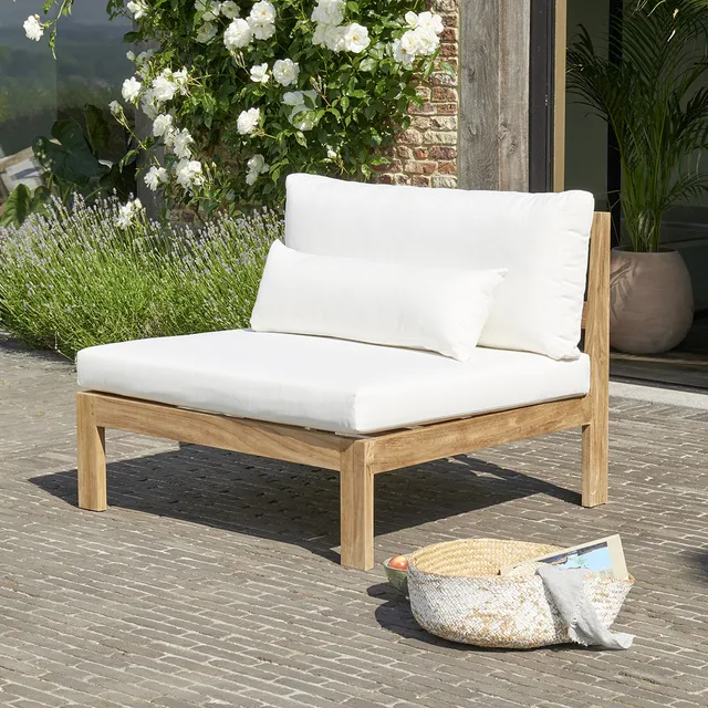 Berah Getah PALMA fauteuil jardin teck blanc coussins