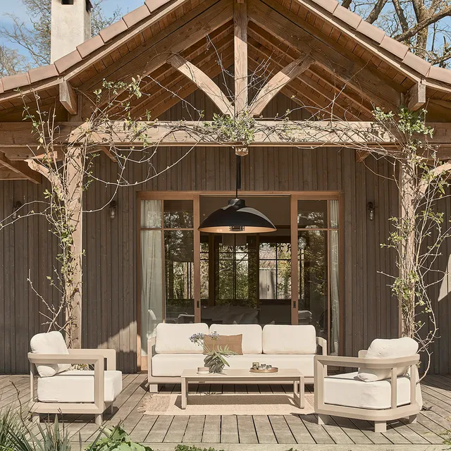 Berah Getah Caliza salon de jardin bas alu taupe 5 pers.