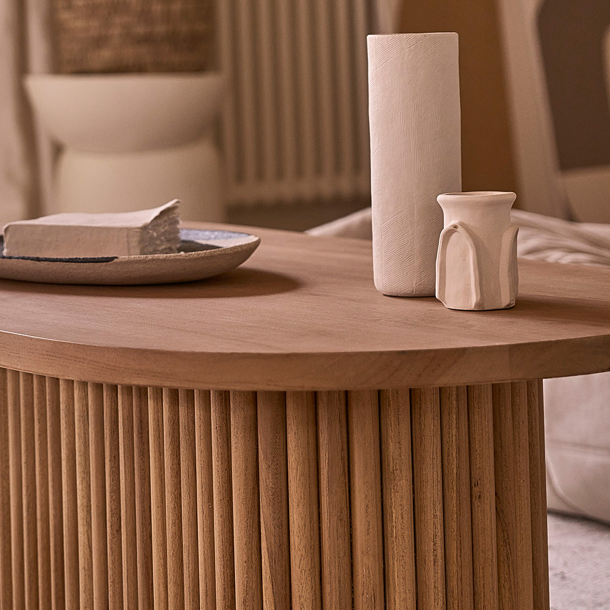 Berah Getah Coline table basse salon teck ovale 120 cm
