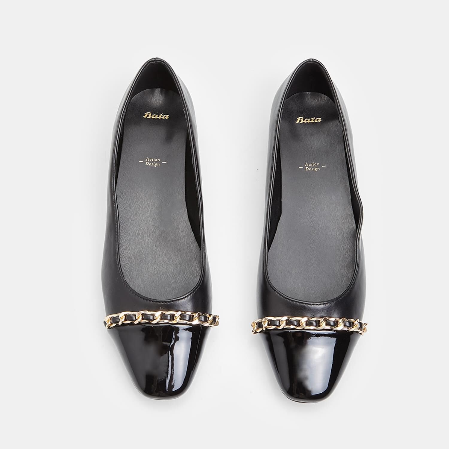 Bata Ballerines Femme Chaîne Noires Confort Antidérapant
