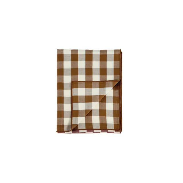 Andrea House chemin de table lin vichy marron